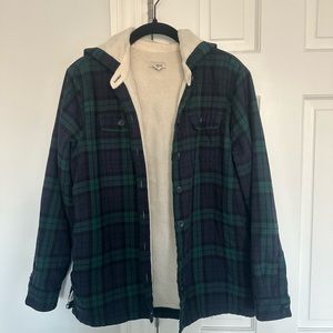 LL Bean Plaid Shirt, Sherpa Lined